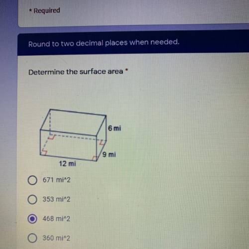 Determine the surface area *