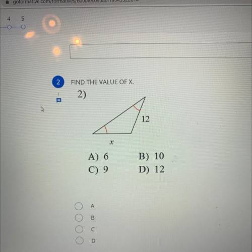 Find the value of X 
help asap plz