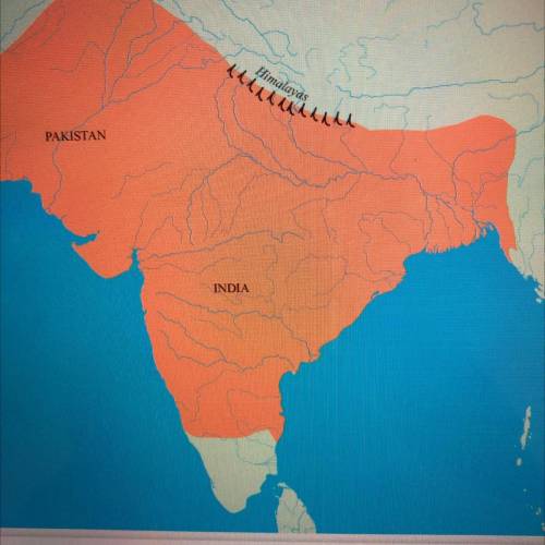 Type the correct answer in the box.
Which body of water is to the east of India?