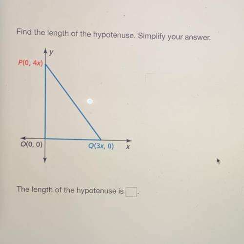 Find the length of the hypotenuse. Simplify your answer.