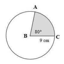 Find the area of each shaded region. give your answer as a completely simplified exact value in ter