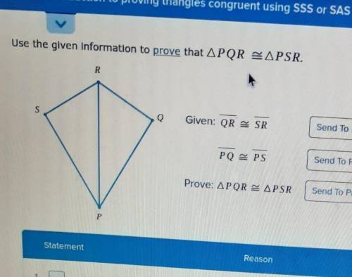 I need help with this (introduction to prove triangles congruent using sss or sas)
