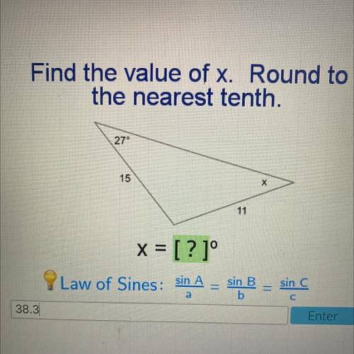 Find the value of x. Round to
the nearest tenth.