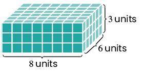 Which expression can be used to represent the volume of this prism?

48 × 3 units³
6 × 11 units³
8