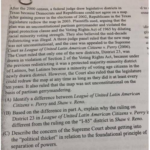 1. Identify a difference between League of United Latin American Citizens v. Perry and Shaw v. Reno