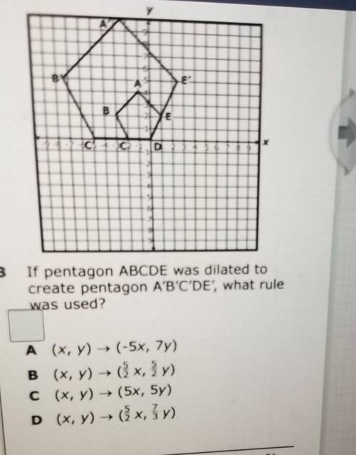 If Pentagon ABCDE was dilated to create Pentagon A'B'C'DE', what rule was used?

a- (x,y) -> (-
