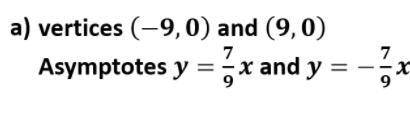 Write the equation for a hyperbola from the information given below: