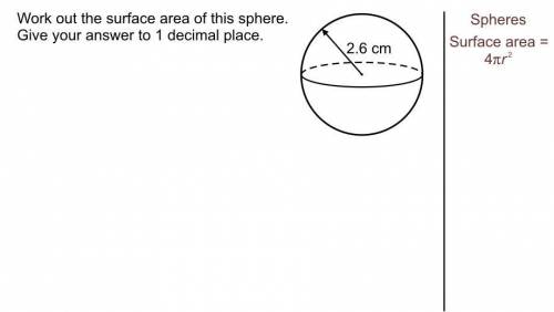 Work out the surface area of this sphere?