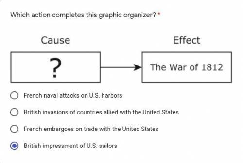 Which action completes this graphic organizer?

A-French naval attacks on U.S. harbors
B-British i