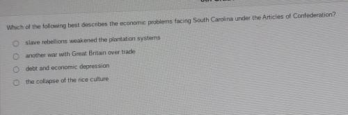 which of the following best describes the economic problems facing South Carolina under the artical