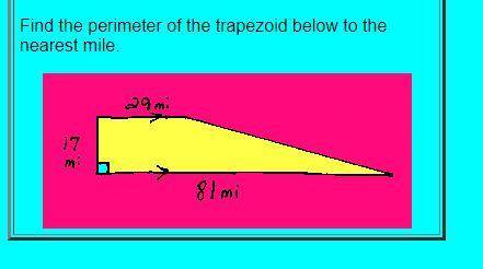 Find the perimeter of the trapezoid below to the nearest mile.