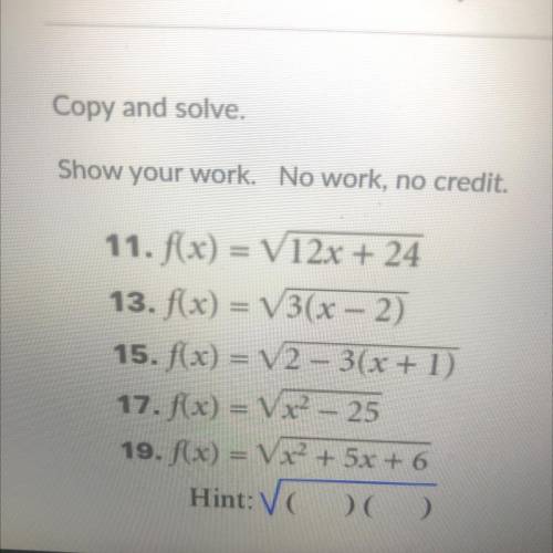 Copy and solve.
Show your work please