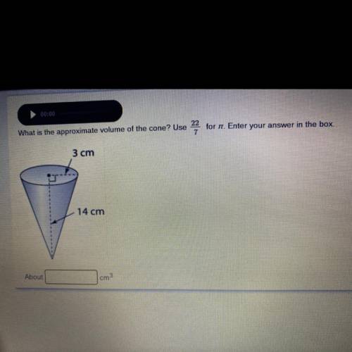 What is the approximate volume of the cone? Use 22/7 for pi