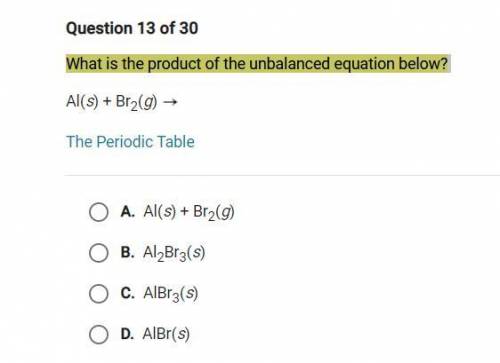 What is the product of the unbalanced equation below?