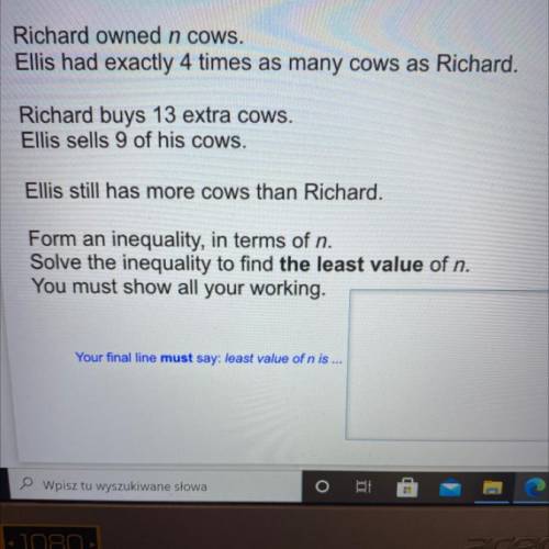 Richard owned n cows.
Eli’s has exactly 4 times as many cows as Richard