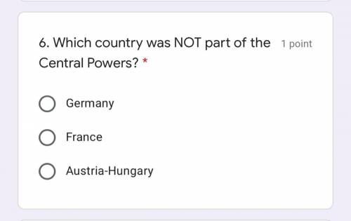 Which country was NOT part of the 1 point
Central Powers?