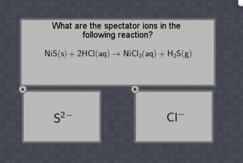 What are the spectator ions in the following reaction?

NiS(s)-2HCl(aq) ———— NiCl2(aq)+H2S(g)
Plea