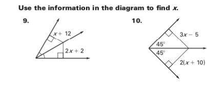 Use the information in the diagram to find x.
