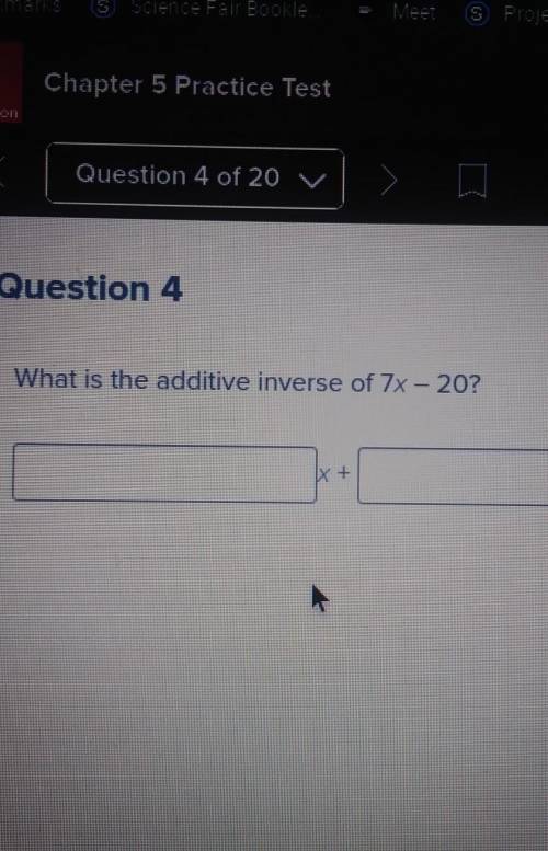 What is the additive inverse of 7x-20?
