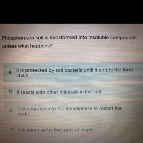 Phosphorus in soil is transformed into insoluble compounds unless what happens?