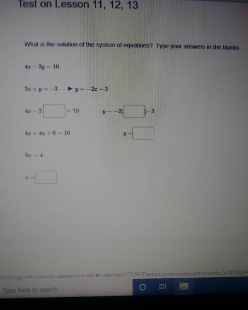 Help Me! ASAP! What is the solution of the system of equations? Type your answers in the blanks.