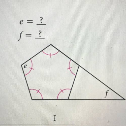 Find the measurements of angles e and f. Explain how you found your answer