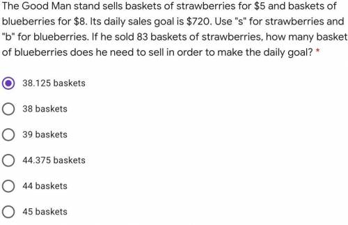 Can someone check if this is the correct answer? Since you can't sell part of a basket.