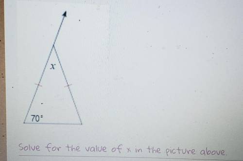 Solve for the value of x in the picture above
