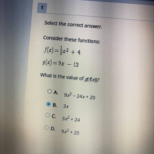 What is the value of g(f(x)?