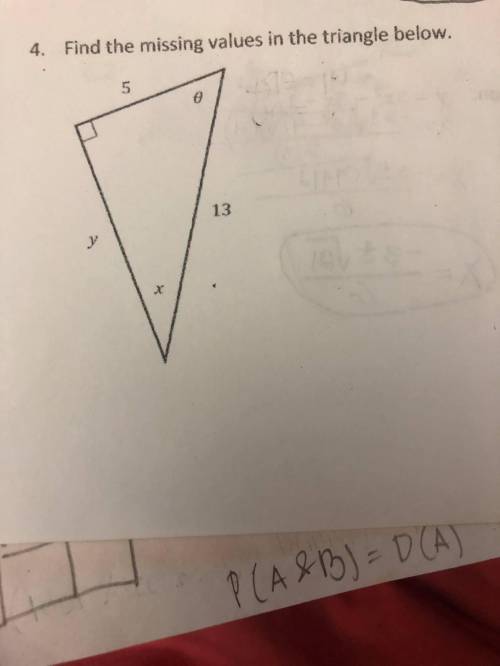 Find the missing values in the triangle below