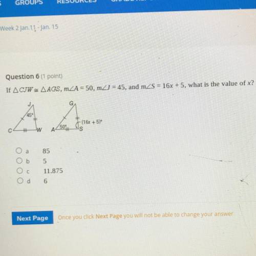 Question 6 
Look at image, what is the value of x?