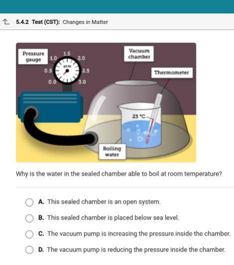 The diagram shows water boiling at room temperature.

￼
Why is the water in the sealed chamber abl