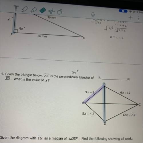 can somone please help me with this question... given the triangle below, ac is the perpendicular b