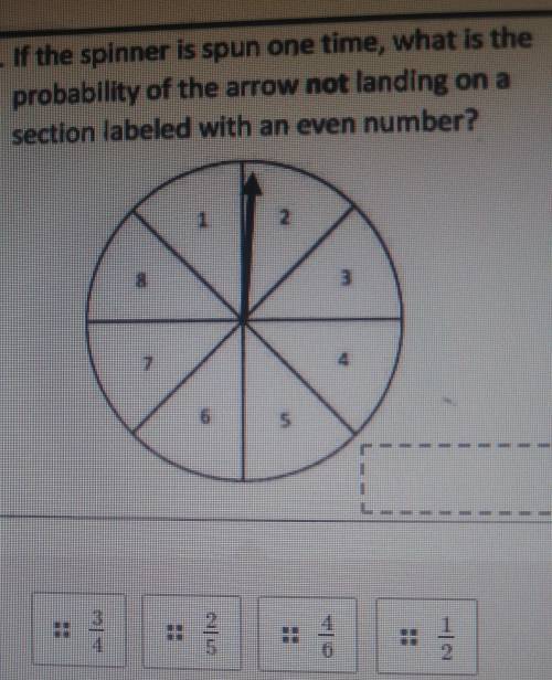 if the spinner is spun one time , what is the probability of the arrow not landing on a section lab