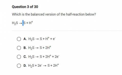 Which is the balanced version of the half-reaction below?