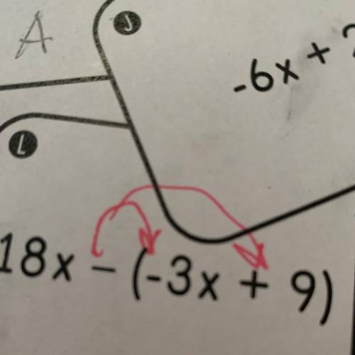 18x -1 (-3x + 9) distributing a negative number (plz I need help I need to get this done ASAP)