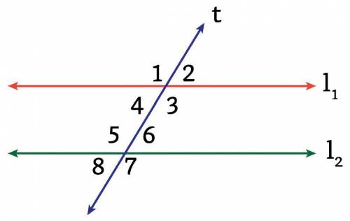 Line T intersects parallel lines 1 and 2 as shown in below (image) according to the information pro