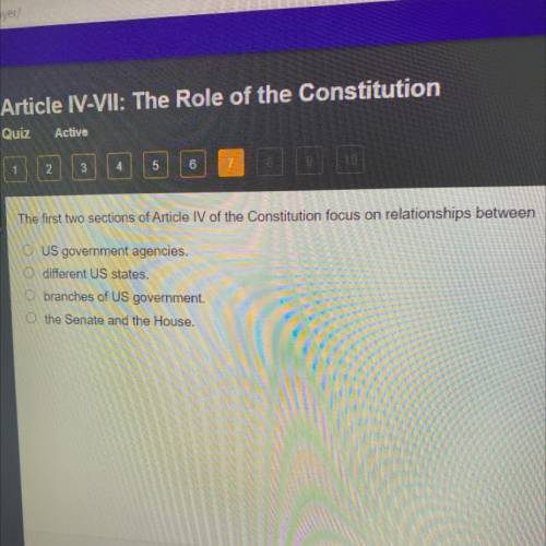 The first two sections of Article IV of the Constitution focus on relationships between

O US gove