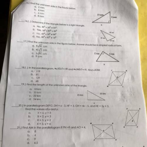 PLS HELP its about Triangles Thank you!!