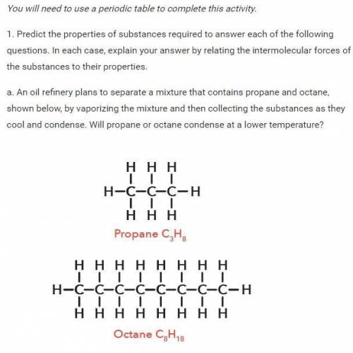 Please Help! Predict the properties of substances required to answer each of the following question