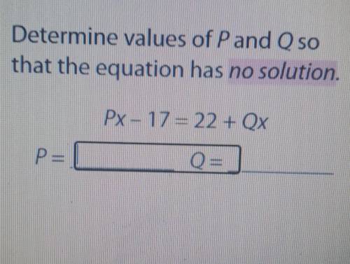 Determine the values of P and Q so that the equation has no solution