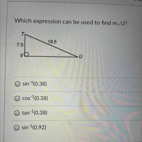 Which expression can be used to find mU?
19.5
7.5
vo