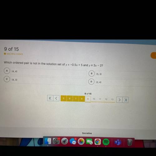 Which ordered pair is not in the solution set