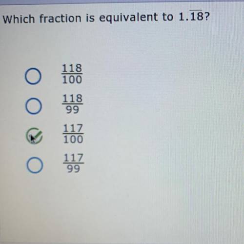 Which fraction is equivalent to 1.18?