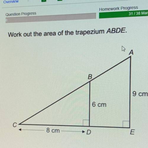 Work out the area of the trapezium ABDE.