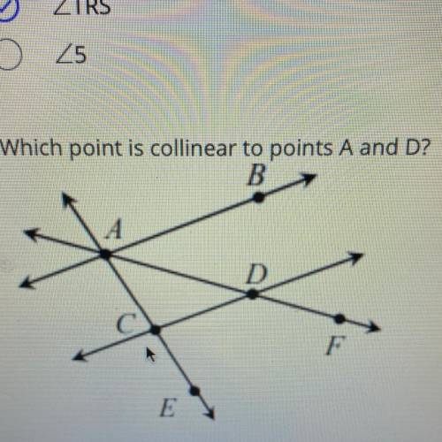 Which point is collinear to points A and D?