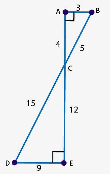 Question:

 
Prove that ΔABC and ΔEDC are similar. ABC and DEC where angles A and E are right angle