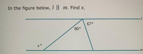 Need help
In the figure below I || m. Find x
X =