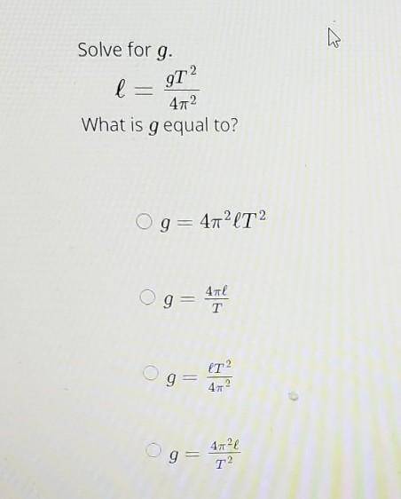 Solve for g. what is g equal to?