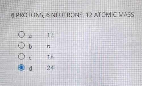 Using the information given, find the number of Electrons of the unknown element: 6 PROTONS, 6 NEUT
